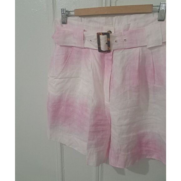 Solid And Striped Womens Medium 100% Linen Pink White Shorts Beach Vacation - Picture 3 of 8